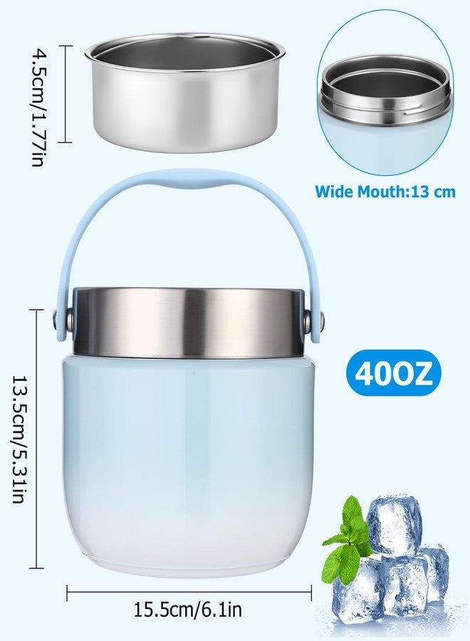 EVVIX Large Capacity Stainless Steel Lunch Jar 1200ml - Hot & Cold Thermal Food Container with Compartments, Portable Insulated Tiffin Box for Kids, Adults, Office, Camping & Outdoor Meals (Sky) - Image 3